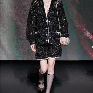 CH@NEL Black Sequin Shorts Size Small